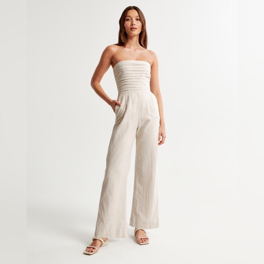 Emerson Linen-Blend Strapless Jumpsuit